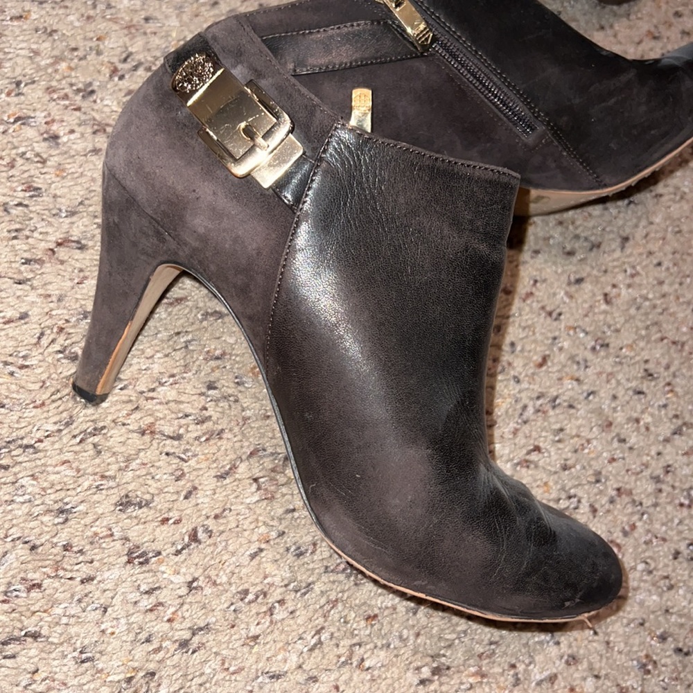 Brown leather booties